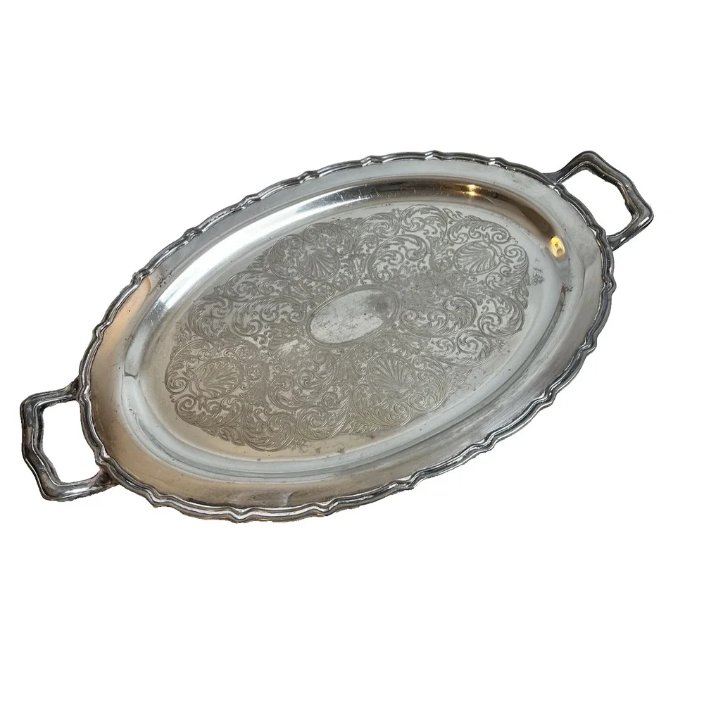 Silver Plated Handled Oval Serving Tray 20